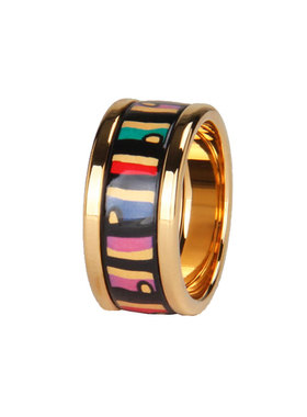 质感七彩条珐琅彩戒指