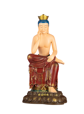 思维弥勒神像铜彩绘摆件