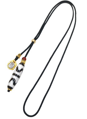 天然西藏真品双虎牙天珠吊坠