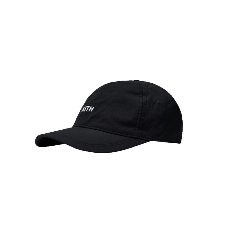 KITH 美潮街头尼龙字母小标刺绣夏季轻薄男女可调节黑色棒球帽