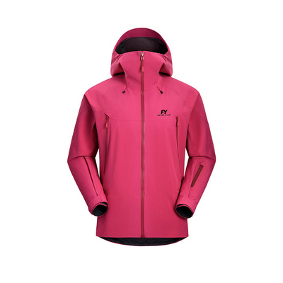 临典玫红色三合一冲锋衣女款登山