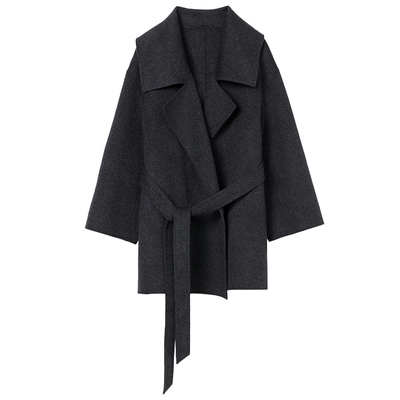 【纯羊毛】LANCY/朗姿2025冬新款气质双面呢大衣女大翻领收腰外套