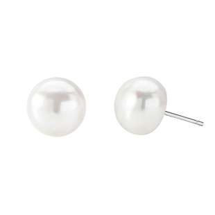 6A诸暨珍珠耳钉天然淡水馒头扁圆真珍珠气质耳饰女浙江纯银耳环