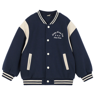 儿童秋冬季棒球服中大童两层纯棉内里休闲外套男女童潮酷宽松夹克