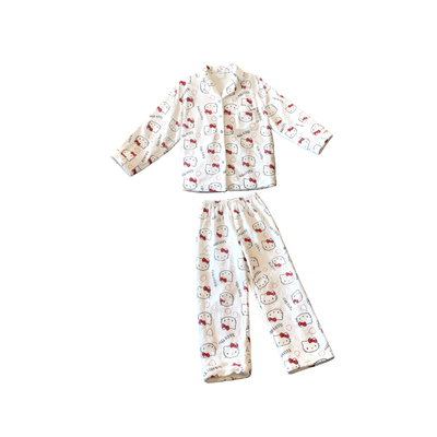 猫人高级感法兰绒睡衣女秋冬季加绒加厚KT家居服宽松套装可外穿冬