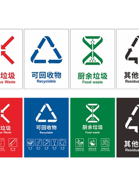 垃圾分类标识贴纸标语北京市定制