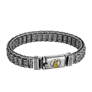 手工编织本命佛纯银手链男士潮转动珠六字真言路路通个性新款手饰