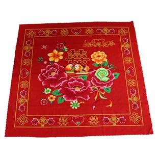 中式婚庆陪嫁包袱皮老式印花红色包裹布新娘结婚包喜盆子孙桶红布