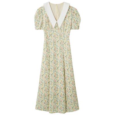 LILYBROWN印花泡泡袖收腰连衣裙