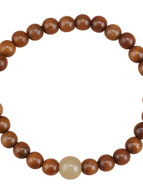 合慕金丝楠木和田玉转运双圈手串