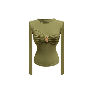 THE SWAN司凰轻奢 张元英私服 纯欲长袖t恤女内搭针织打底衫上衣