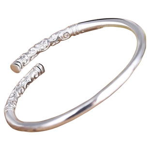 经典款金箍棒个性开口银色手镯男女情侣款紧箍咒光面竹节繁花