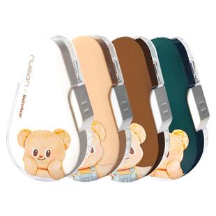 得力黄油小熊联名修正带小学生专用初中生女生高颜值按动式三年级涂改带可换替芯改正带高中生可爱小型修改带