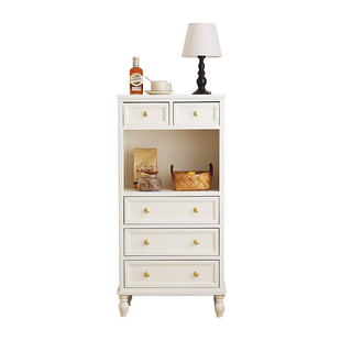 法式奶油风实木斗柜卧室储物柜美式复古柜子客厅边柜抽屉柜床尾柜