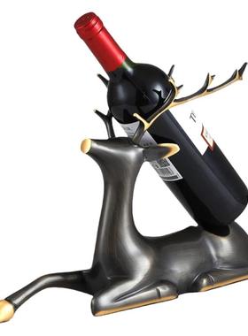 广森亿全铜鹿红酒架摆件轻奢高档客厅置物架家用创意斜放酒柜装饰