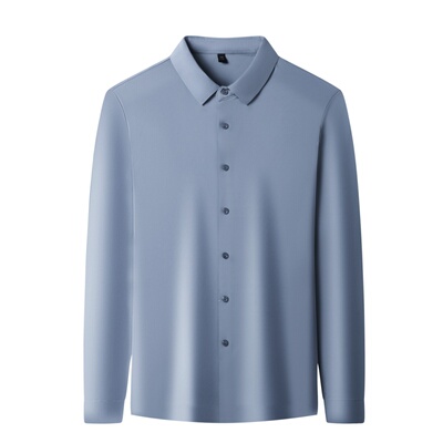 皮尔卡丹桑蚕丝免烫长袖衬衫男