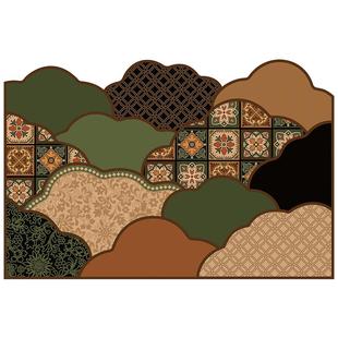 美拉德复古小花砖丝圈地垫门口蹭泥异形防滑入户门垫美式高级感