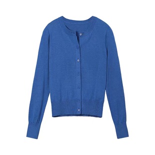 【柔软时光】官方春季新款羊毛混纺通勤针织衫女百搭亲肤圆领开衫