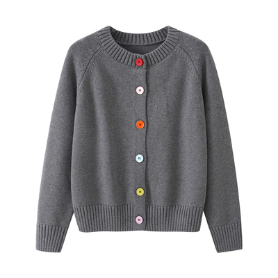 100%纯棉彩色纽扣毛衣开衫