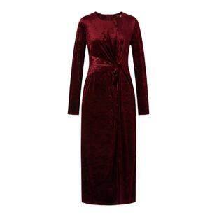 IMM尹默春醋酸针织丝绒面料高定立裁收腰版型长袖连衣裙女