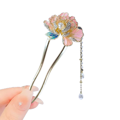 国风牡丹花发簪女新中式