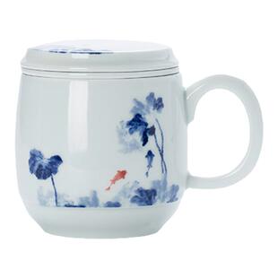 昌南陶瓷内胆茶杯景德镇个人专用办公室泡茶杯带盖茶水分离滤茶杯