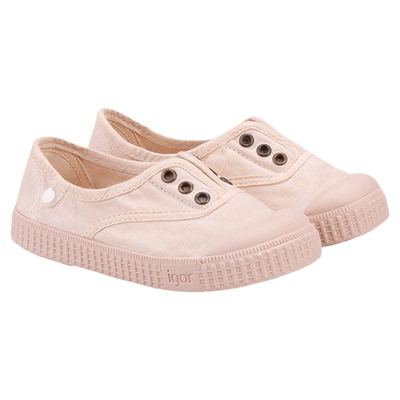 西班牙igor粉色六孔帆布鞋