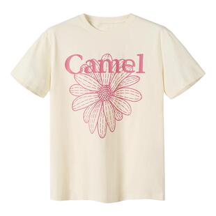 骆驼小雏菊T恤短袖女2026夏季新款冰皮T神休闲宽松百搭圆领短袖