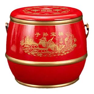 子孙喜桶红结婚庆用品大全红木实木小号马桶红桶陪嫁三件套装痰盂