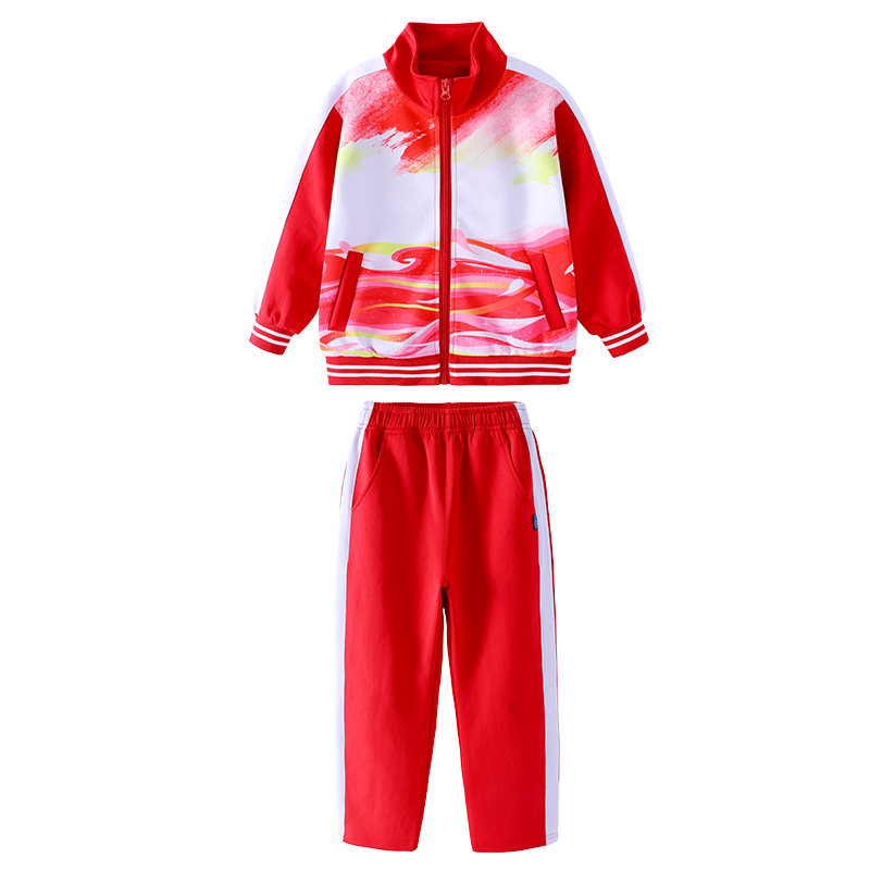 儿童运动会开幕式服装红色小学生校服冲锋衣三四件套幼儿园演出服