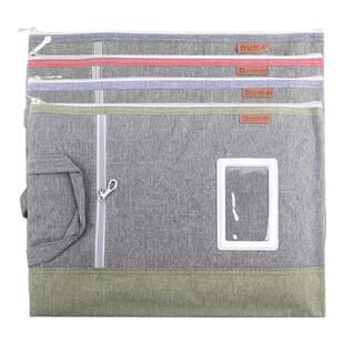 渡美简约手提文件袋A4轻便高效布质多层分类横拉链袋 公司学术会议专用包 可插卡资料材料外勤袋 183