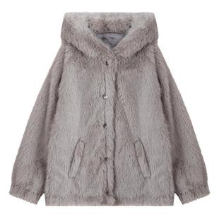 KEIKO 高级感金狐绒环保皮草大衣女冬季蓄热夹棉连帽棉服毛毛外套