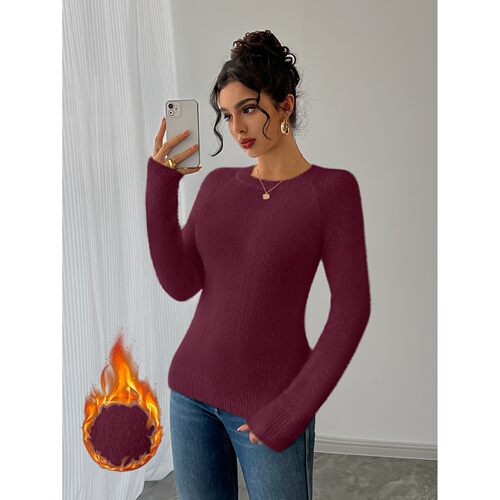 Q 28431 Soft Long Sleeve Sweater 仿貂毛衣 亚马逊欧美跨境