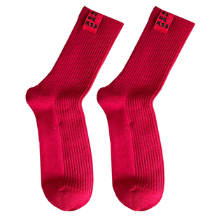 2026马年红袜子暖绒勒令标本命年属马女士冬季加绒加厚羊毛男女袜