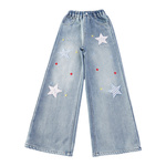 女童牛仔裤春秋2026新款儿童春季百搭直筒裤中大童女孩休闲阔腿裤