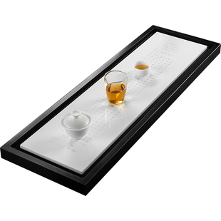 茶锦记新中式乌金石白色高档茶盘石盘轻奢现代家用简约茶台茶托盘