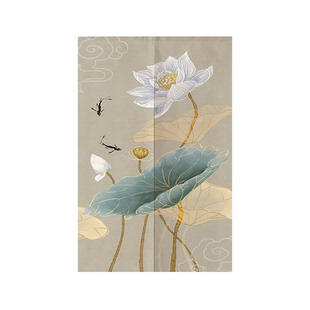 中式门帘隔断帘厨房遮挡玄关厕所卧室中国风布帘装饰家用布艺挂帘