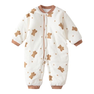 婴儿连体棉衣服秋冬季120g加厚夹棉袄小月龄外出棉服男女宝宝冬装