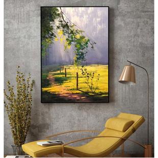 纯手绘客厅风景田野阳光油画沙发背景玄关餐厅走道装 饰画卧室画