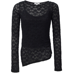 ONLY2026春季新款两件套设计纯色圆领剪裁透肤长袖罩衫吊带T恤女