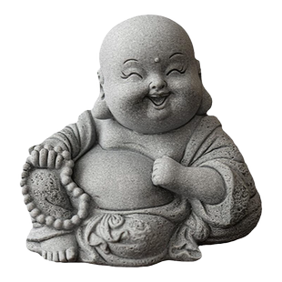 可爱弥勒佛小佛茶宠摆件家居青砂石桌面鱼缸景观盆栽造景装饰品