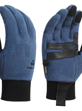 【Polartec100抓绒手套】拓路者耐磨山羊皮防滑加绒保暖触屏手套