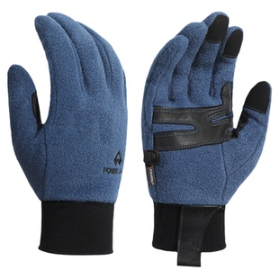 【Polartec100抓绒手套】拓路者耐磨山羊皮加绒保暖触屏手套内胆