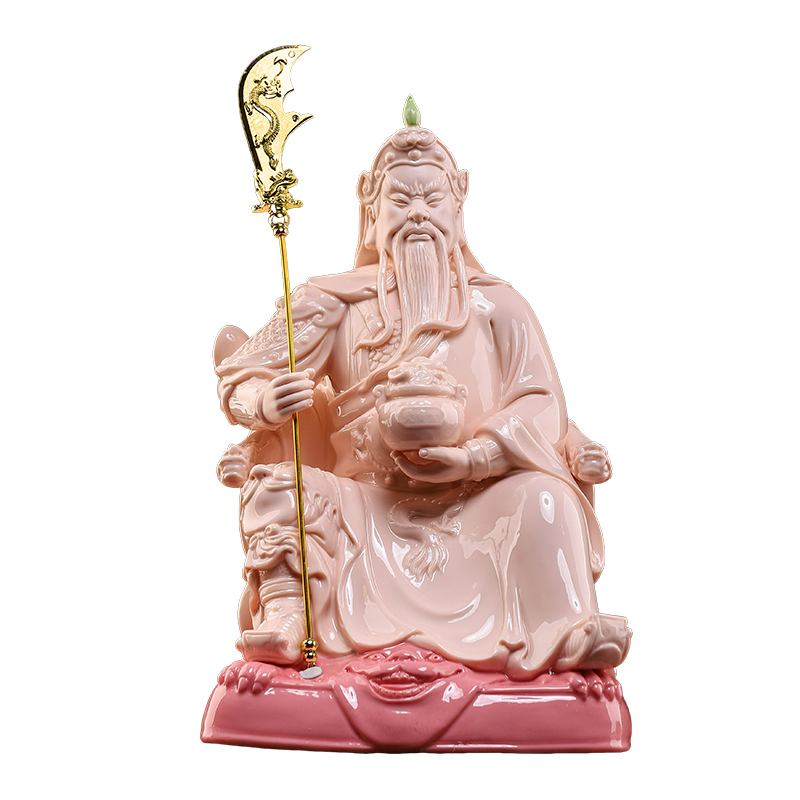 戴玉堂陶瓷立刀关公关二爷神像关圣帝君武财神像供奉家用客厅摆件