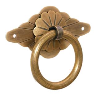 中式仿古纯铜拉手抽屉小拉环五斗柜床头柜复古铜拉手黄铜圆环拉手