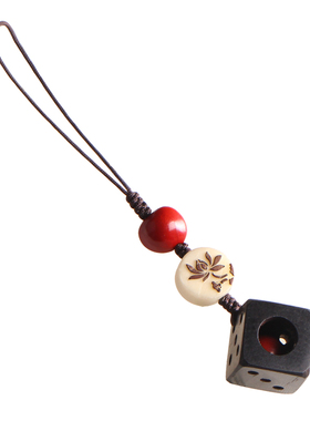 一世长安玲珑骰子红豆紫光檀项链