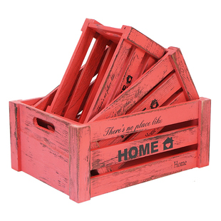 复古木箱做旧木条箱子储物盒小水果箱超市陈列筐桌面长方形收纳筐