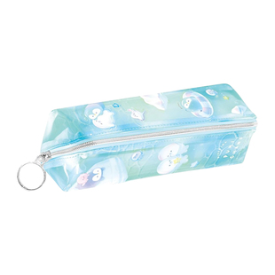 日本进口Q-LiA海洋系列文具大容量双层笔袋流沙透明PVC企鹅