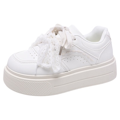 可爱的你韩系休闲板鞋女款2026新款春季厚底小白鞋百搭学生面包鞋