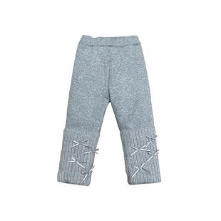 女童羊绒蚕丝棉裤一条过冬1250g零下10度女宝特厚针织蝴蝶结裤脚